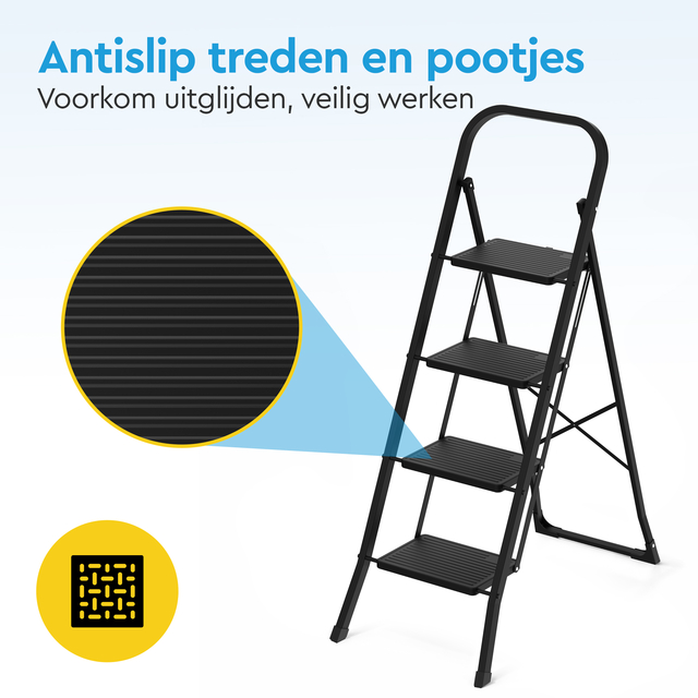 Huishoudtrap BRASQ 4 treden SLM400 zwart