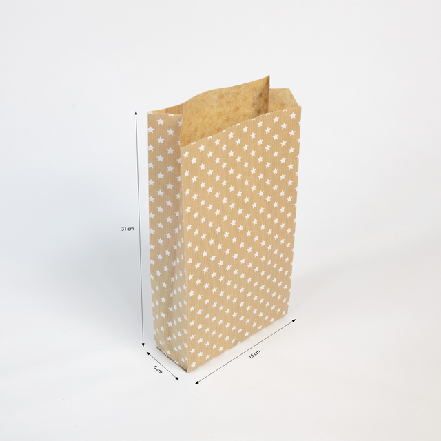 Cadeauzak Clairefontaine16x30x5cm kraft sterren 50 stuks