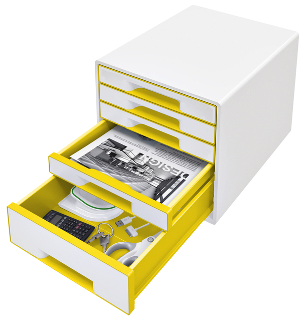 Ladenblok Leitz WOW CUBE 5 laden wit/geel
