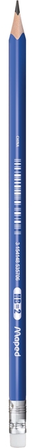 Potlood Maped Kidy Learn met gum en vingerhulp blauw