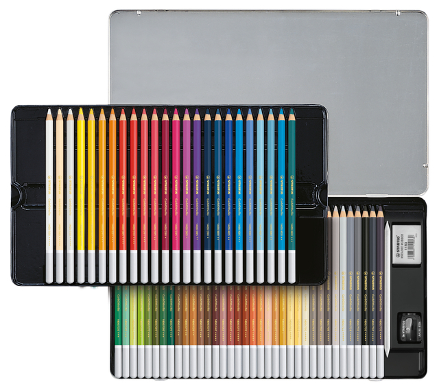 Kleurpotloden STABILO CarbOthello kalkpastel assorti blik à 60 stuks
