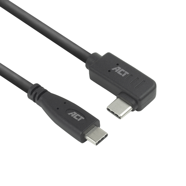 Kabel ACT USB-C standaard naar USB-C hoek 10Gbps 1m