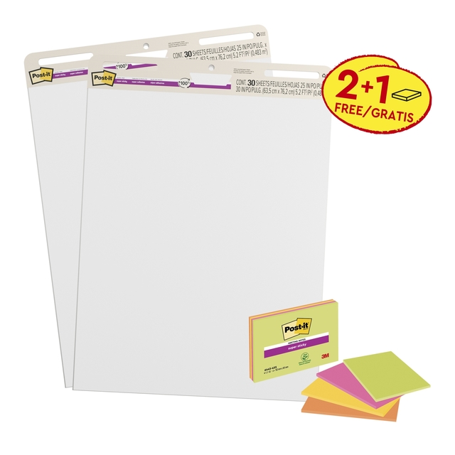 Meeting chart Post-it 559 Super Sticky 63.5x76.2cm 2 blokken + 1 pak Meeting notes gratis