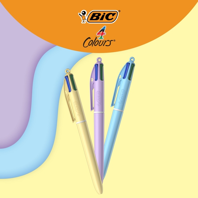 4-Kleuren balpen Bic pastel assorti display à 30 stuks