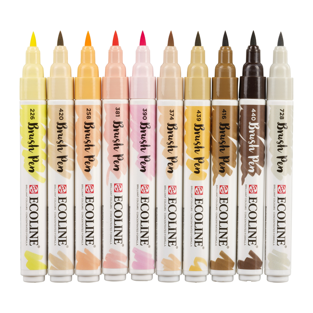 Brushpen Talens Ecoline set à 10 stuks huid