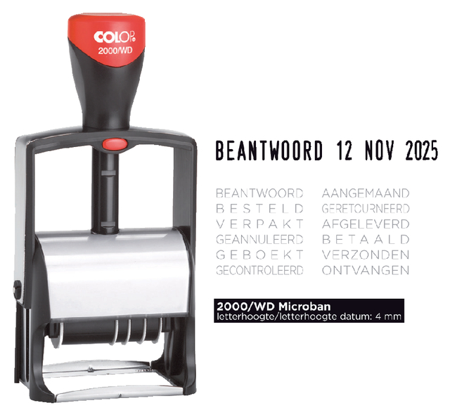 Woord-datumstempel Colop Heavy Duty 2000/WD Classic Line 12 teksten