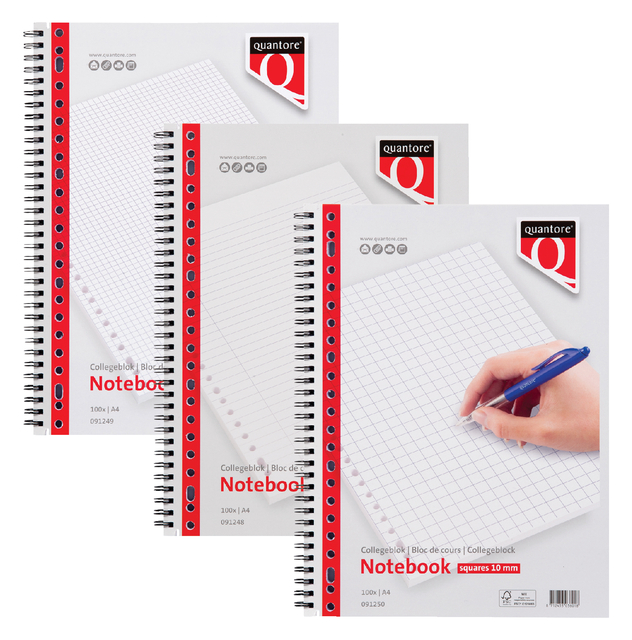 Collegeblok Quantore A4 lijn 23-gaats 4 tabs 200 pagina's 70gr