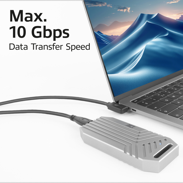 Kabel ACT USB-C standaard naar USB-C hoek 10Gbps 2m