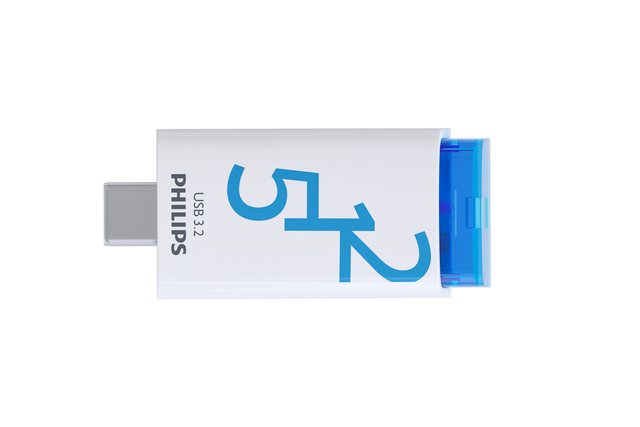 USB stick 3.2 Philips Click USB-C 512GB blauw