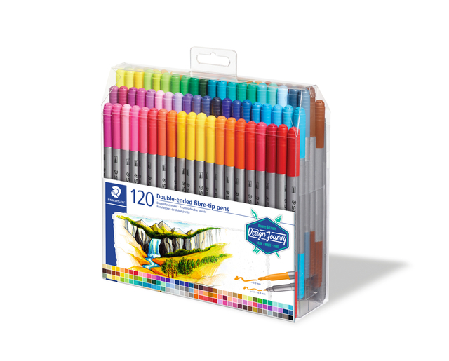 Kleurstift Staedtler 3200 dubbele punt fijn en ultrafijn assorti 120st