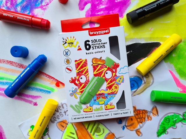 Verfstiften Bruynzeel Kids set à 6 basiskleuren