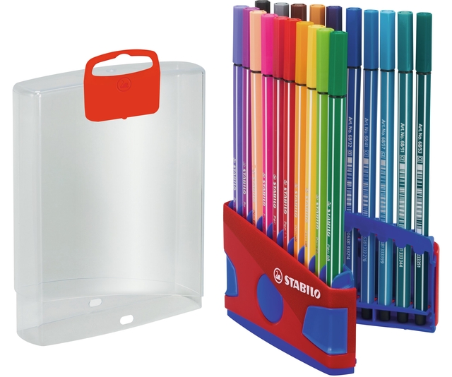 Viltstift STABILO Pen 68/20 ColorParade in rood/blauw etui M ass 20st