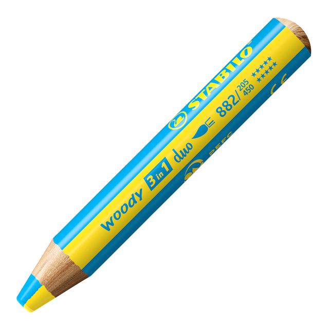 Kleurpotloden STABILO 882 woody 3 in 1 duo inclusief puntenslijper assorti etui 6 à stuks