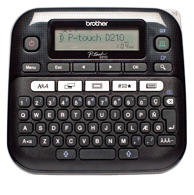 Labelprinter Brother P-touch TZe PT-D210 desktop qwerty 12mm zwart in koffer