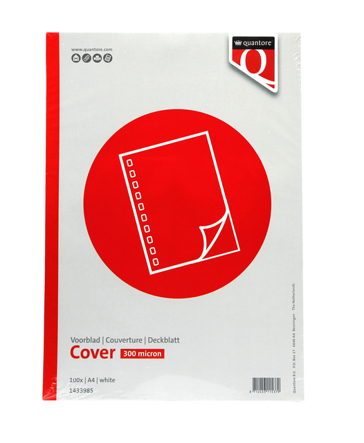 Voorblad Quantore A4 PP 300 micron wit 100 stuks