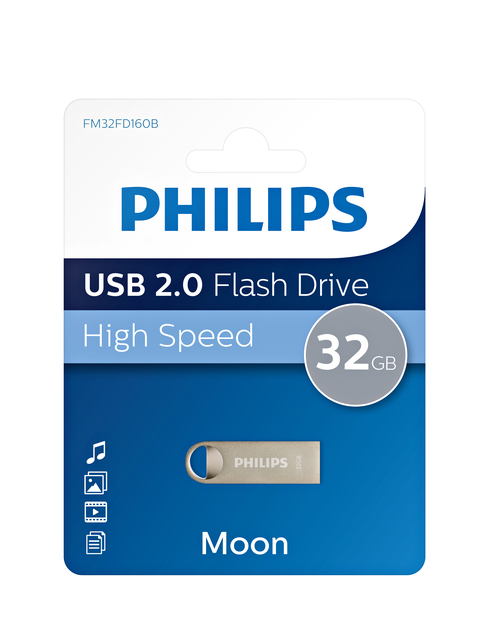 USB stick 2.0 Philips Moon USB-A 32GB zilver