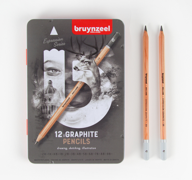 Grafietpotlood Bruynzeel Expression set à 12 hardheden grijs
