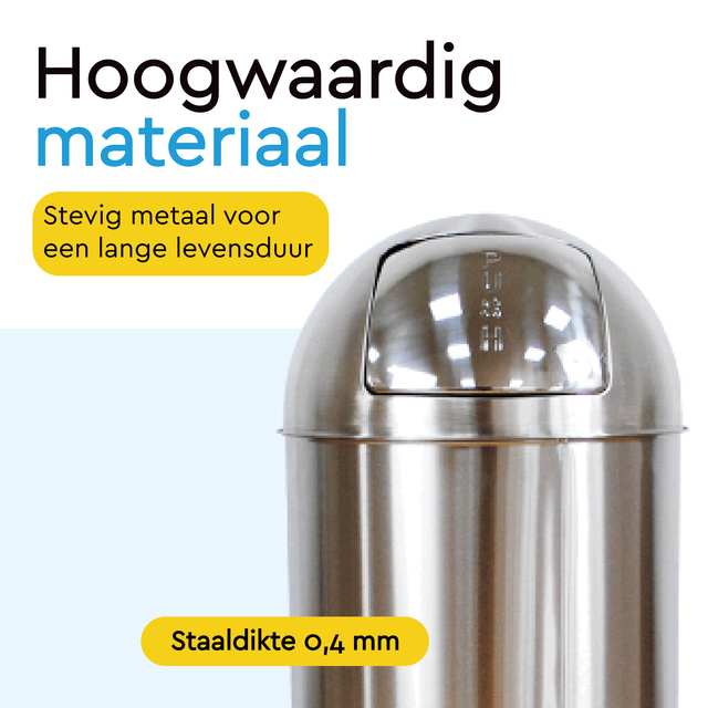 Afvalbak BRASQ Push Bin PB230+ 30 liter rvs