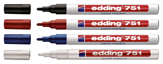 Paintmarker edding 751 op oliebasis 1-2mm wit