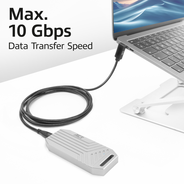 Kabel ACT USB-C standaard naar USB-C hoek boven/beneden 10Gbps 1m