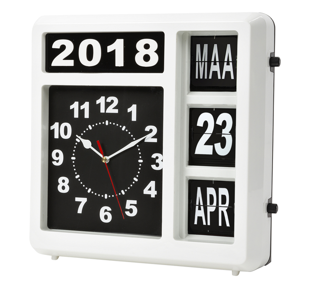 Wandklok Perel analoog 310x310mm nederlandse versie wit