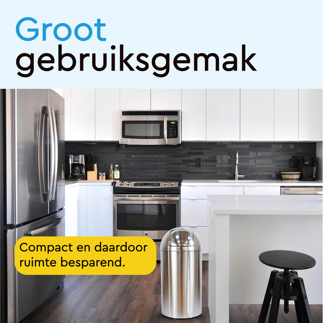 Afvalbak BRASQ Push Bin PB230+ 30 liter rvs