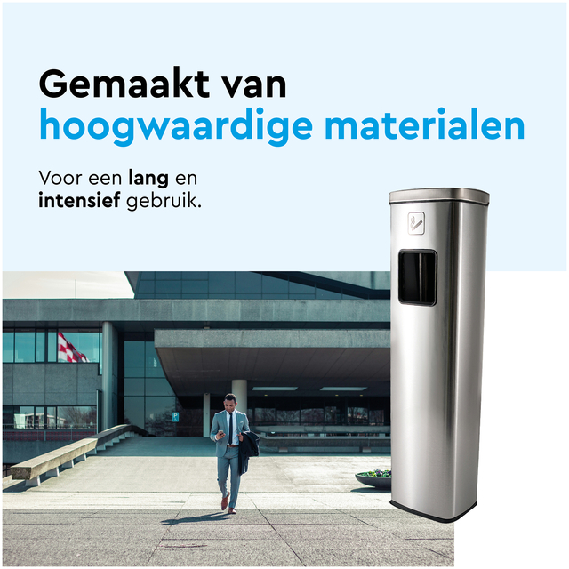 Afvalbak met asbak BRASQ 20 liter AT400 rvs