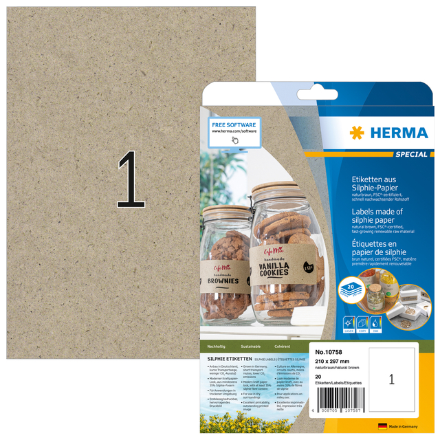 Etiket HERMA 10758 210x297mm silphie bruin 20 stuks