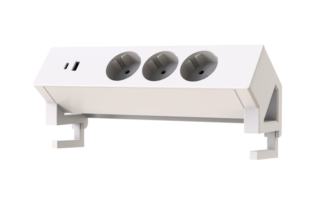 Stekkerdoos Euroseats opbouw 3 voudig USB A+C wit
