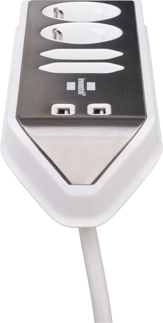 Stekkerdoos Brennenstuhl bureau Estilo 4vdig incl 2 USB 2m wit/zilver