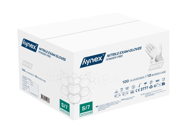 Handschoen Hynex nitril S wit 3.5gr 100 stuks