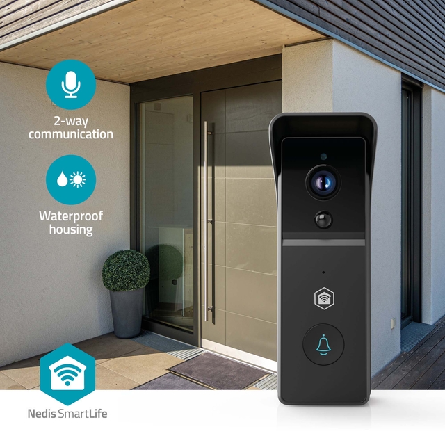 Videodeurbel Nedis Smartlife Wifi 3MP Full HD 1296p zwart