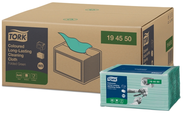 Reinigingsdoek Tork W8 Premium 1-laags 40 vel groen 194550