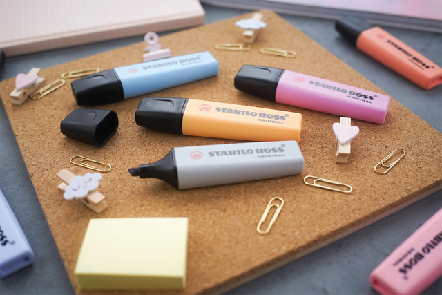 Markeerstift STABILO BOSS Original 70/4 pastel incl grijs ass 4st