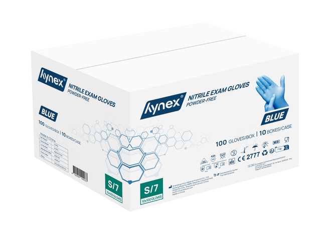 Handschoen Hynex nitril S blauw 3.5g pak à 100 stuks