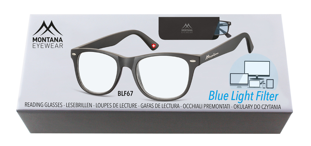 Leesbril Montana +3.00 dpt blue light filter zwart