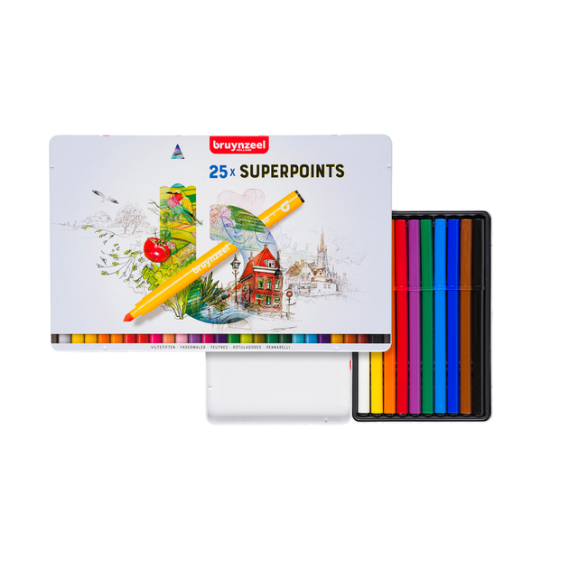 Viltstift Bruynzeel Creatives Superpoints blik à 25 kleuren