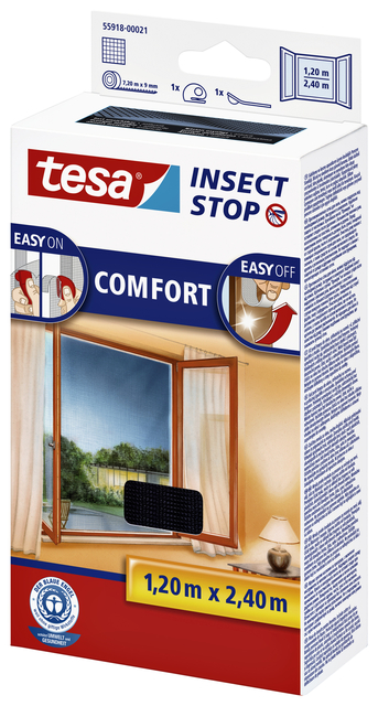 Insectenhor tesa® Insect Stop COMFORT buitendraaiende ramen 1,2x2,4m zwart