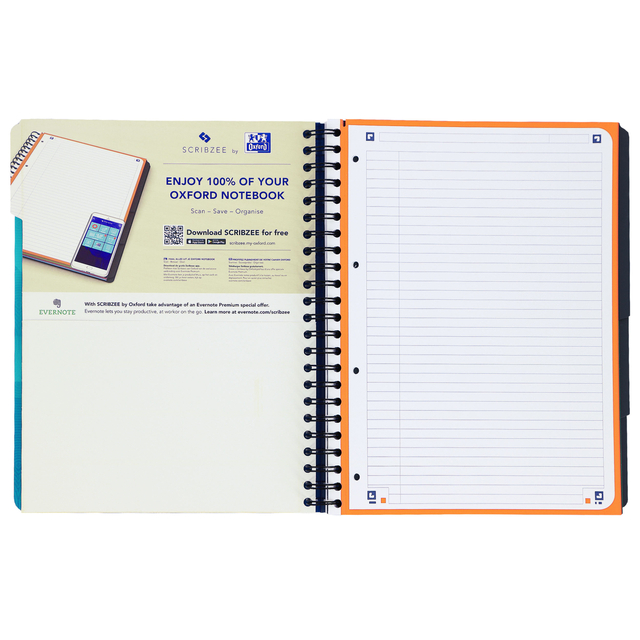 Projectboek Oxford School A4+ lijn 4-gaats 240 pagina's 80gr aqua