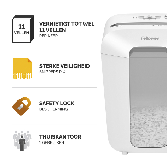 Papiervernietiger Fellowes Powershred LX70 snippers 4x40mm wit