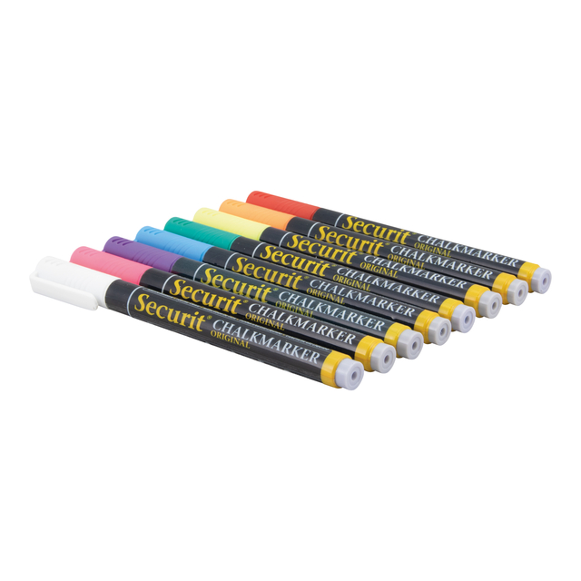 Krijtstift Securit SMA-100 rond ass 1-2mm blister à 7 stuks