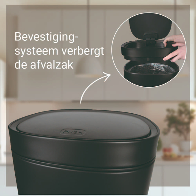 Afvalbak Desq Touch 30 liter RVS zwart
