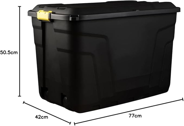 Opbergbox Bankers Box 110L met wielen robuust zwart