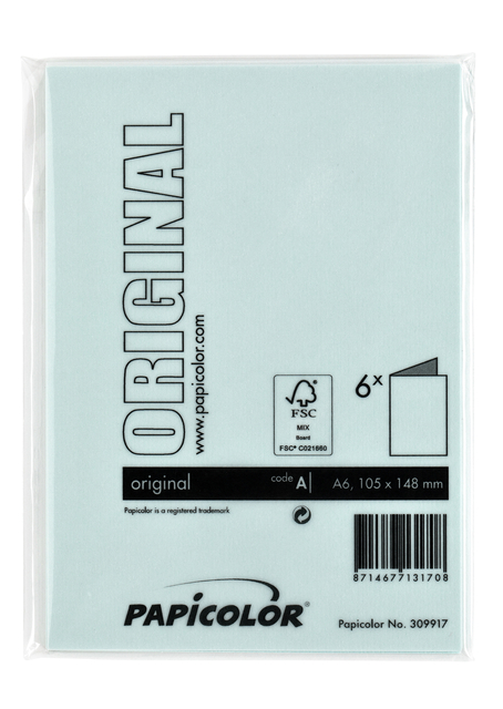 Correspondentiekaart Papicolor dubbel 105x148mm zeegroen pak à 6 stuks