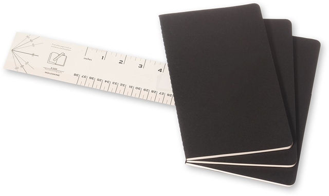 Schrift Moleskine 130x210mm blanco 160 pagina's 70gr zwart set à 3 stuks