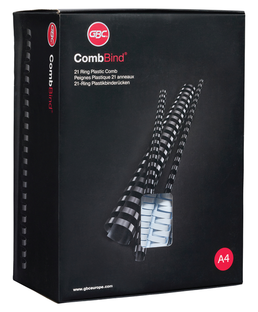 Bindrug GBC 19mm 21rings A4 zwart 100 stuks