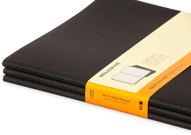 Schrift Moleskine 190x250mm lijn 240 pagina's 70gr zwart set à 3 stuks