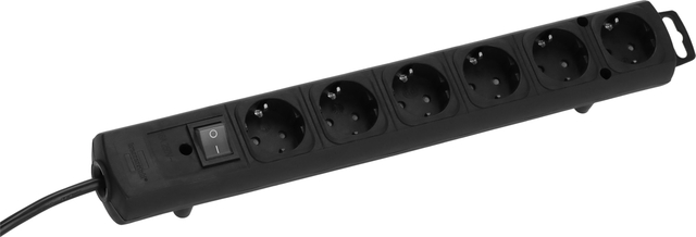 Stekkerdoos Brennenstuhl Comfort Plus 6vdig incl platte stekker 2m zw