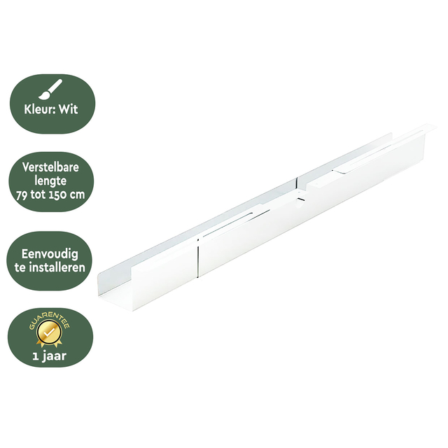 Kabelgoot BRASQ verstelbaar 75-150cm CT100 wit