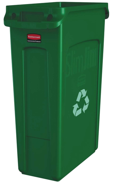 Afvalbak Rubbermaid Slim Jim Vented met luchtsleuven 87 liter groen